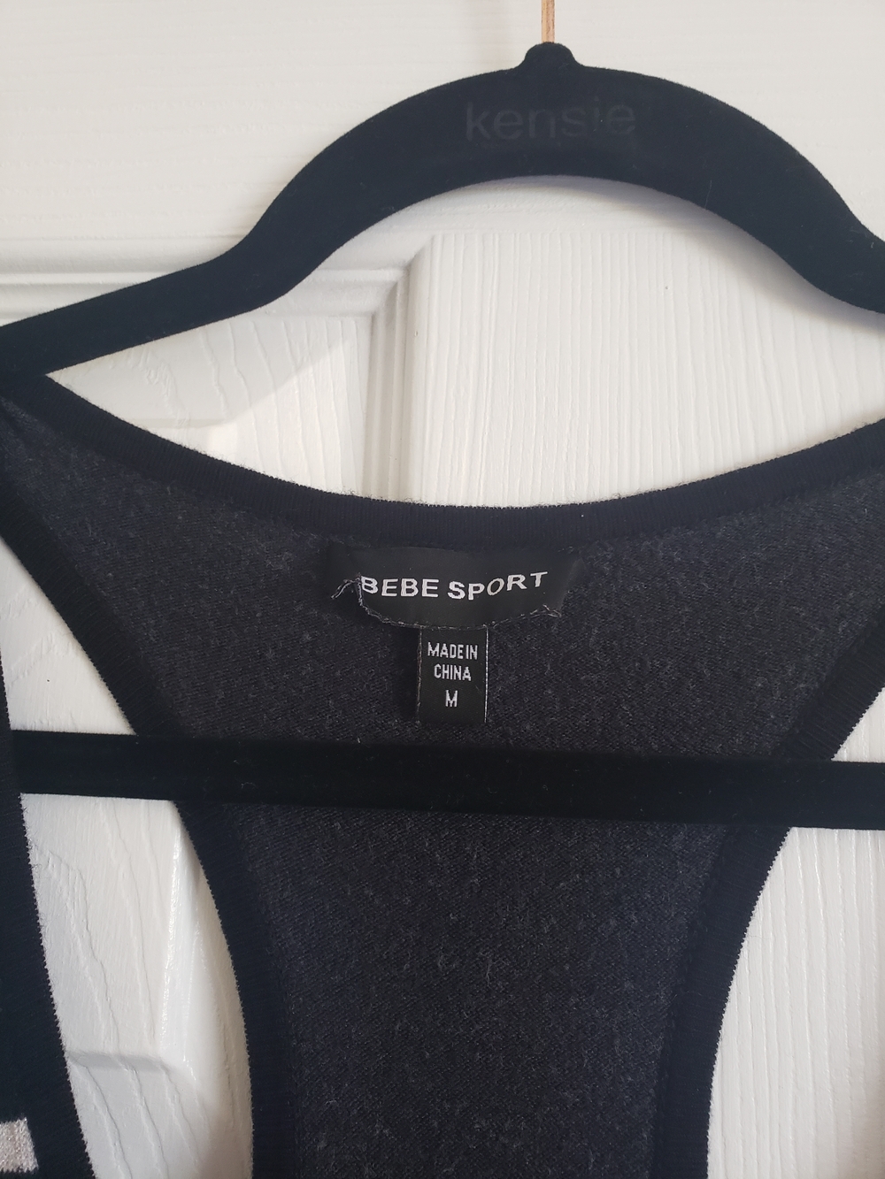 bebe Sport Black Racerback Crop Tank Top